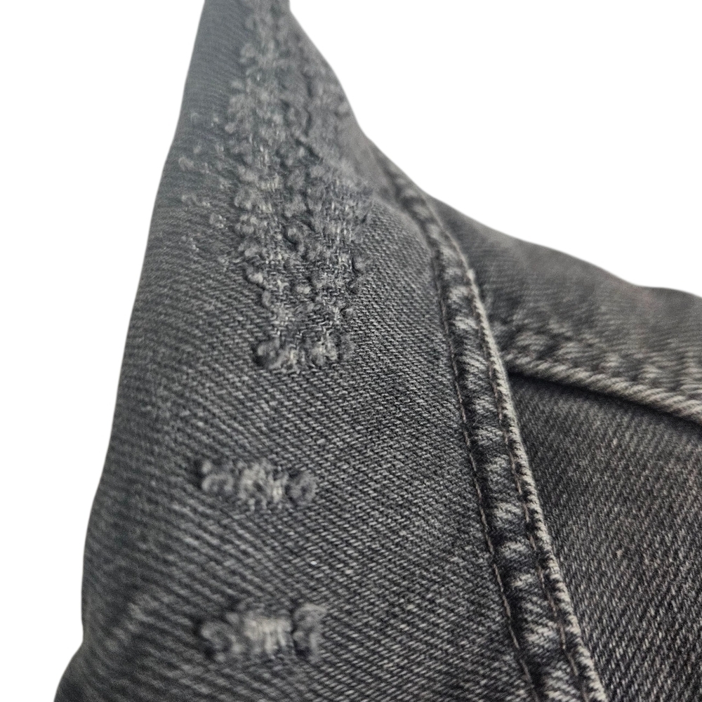 Free People Distressed Denim Jacket Black S (Fits Like M) Thrashed Grunge Skater - Picture 4 of 15